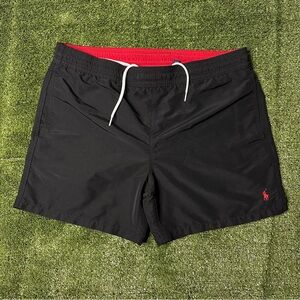 Polo by Ralph Lauren Black Swim Trunks with Red Accents